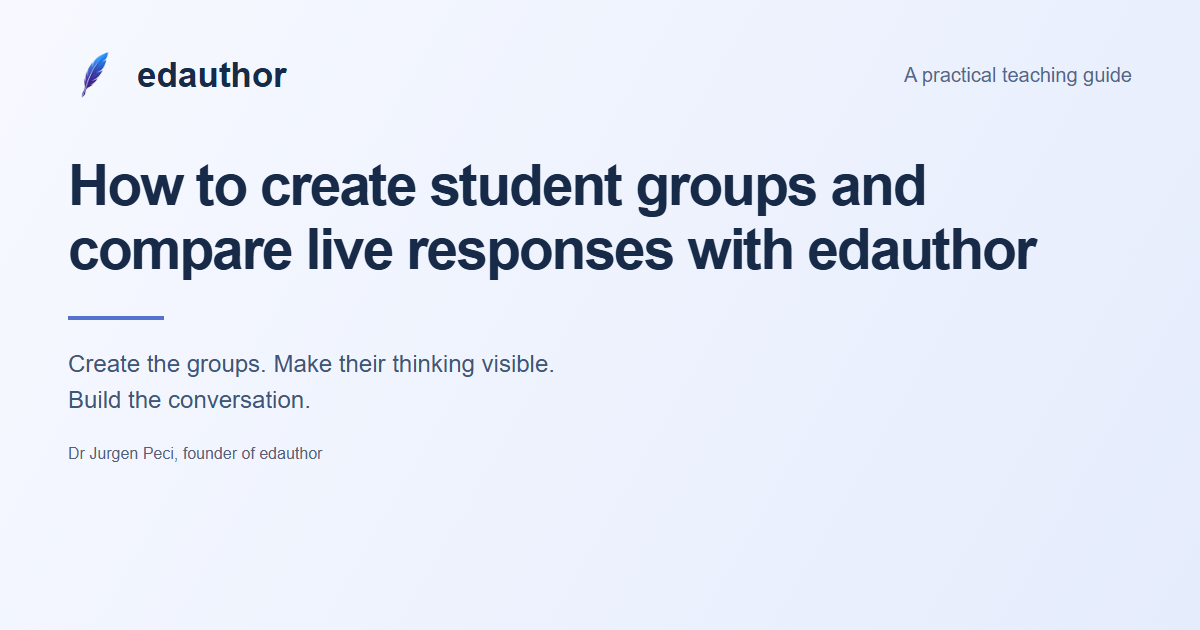 Create the groups. Make their thinking visible. Build the conversation. An edauthor teaching guide.