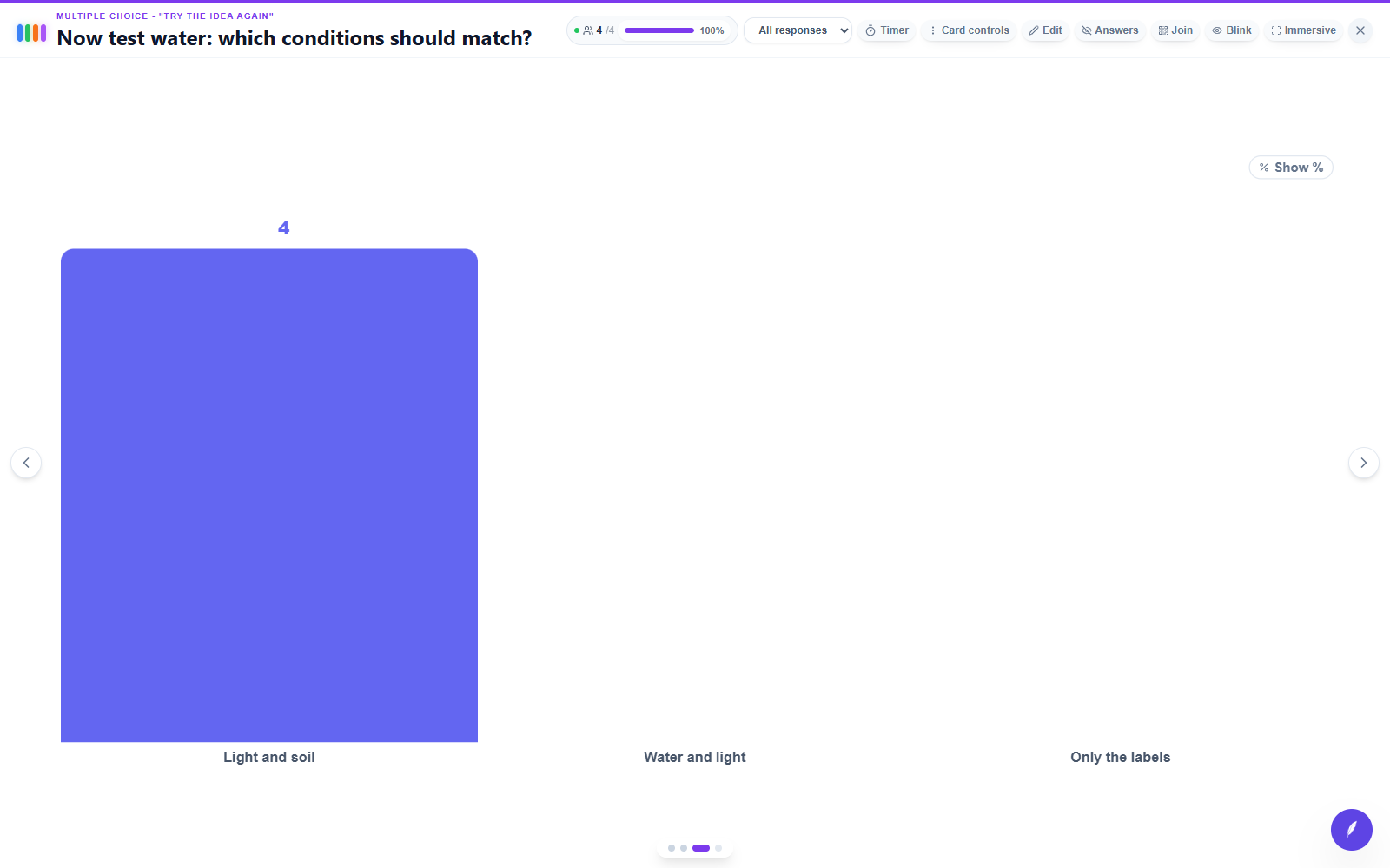 edauthor room screen: Now test water: which conditions should match?