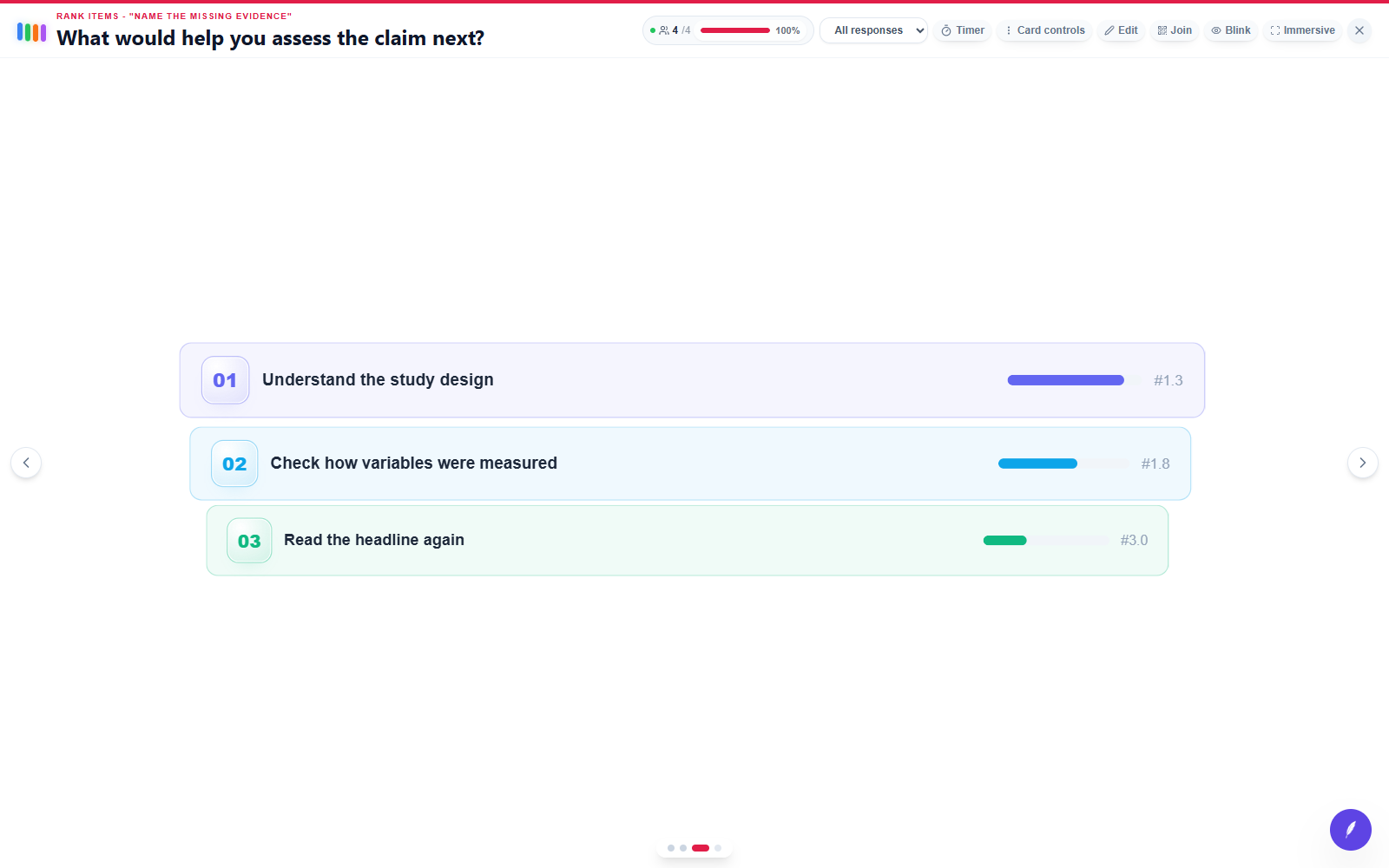edauthor room screen: What would help you assess the claim next?