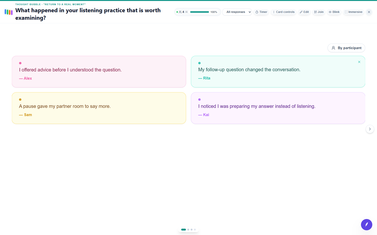 edauthor room screen: What happened in your listening practice that is worth examining?